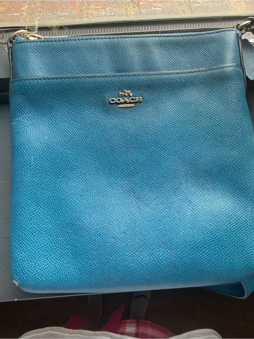 Coach Blue Leather Zip Kitt Messenger Bag - Picture 1 of 9